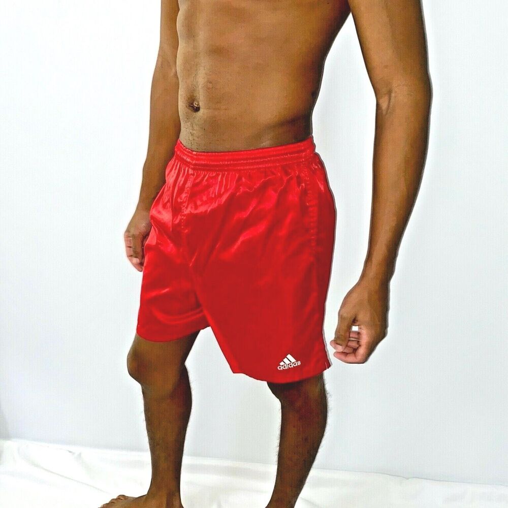 Adidas 90s Vintage Silky Satin Genoa Soccer Shorts Red Nylon Medium